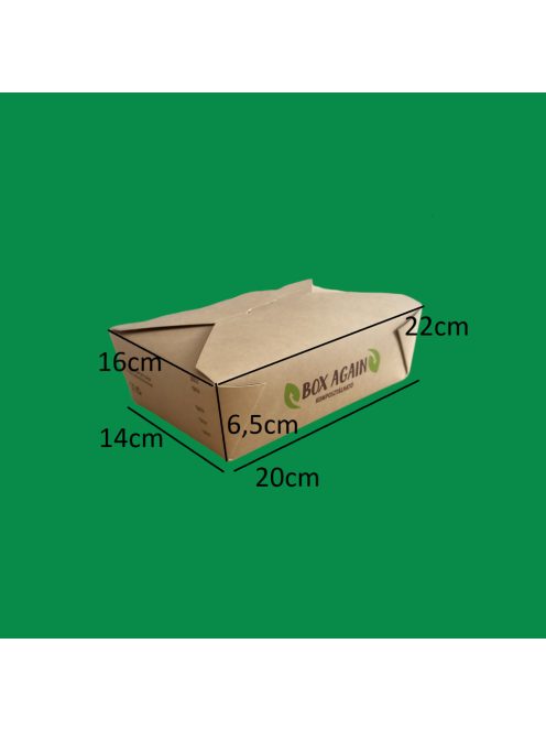 Papír kraft menübox 2 000 ml, főételes, barna, Box Again