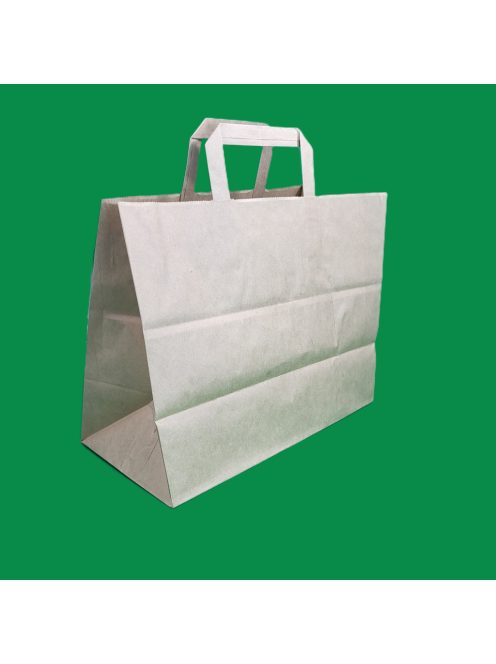 Szalagfüles papírtáska 32 cm x 27 cm + 17 cm, barna 