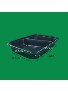 Ovális tál 1100 ml kétrészes alj, fekete