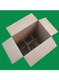   Önrekeszes boros kartondoboz, 6 palackos barna-barna 234x155x330 mm