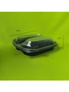 Ovális tál 1100 ml kétrészes fekete alj+tető