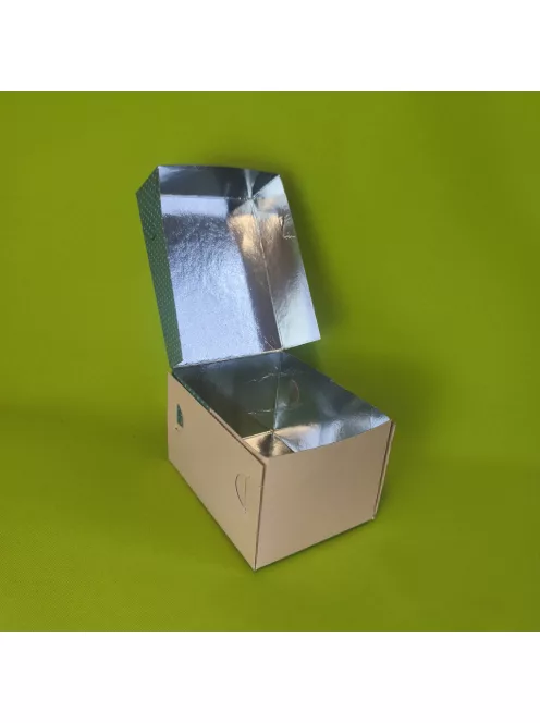 Süteményes papírdoboz 13 cm x 10 cm x 8 cm, fémezett