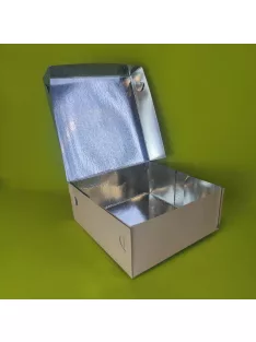 Süteményes papírdoboz 19 cm x 19 cm x 8 cm, fémezett